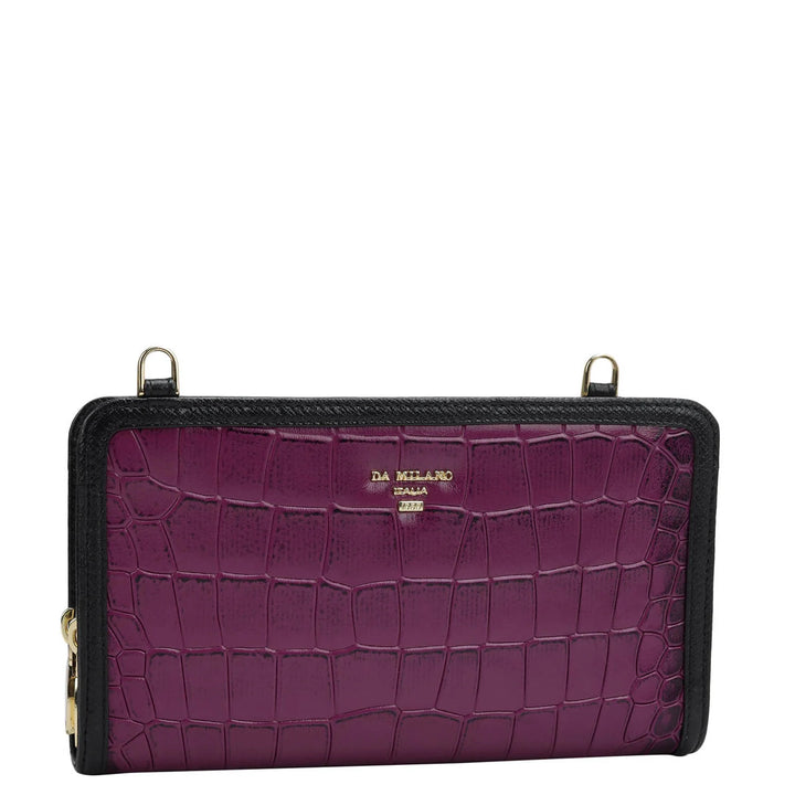 Croco Leather Ladies Wallet - Orchid