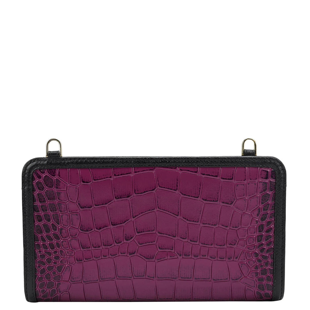 Croco Leather Ladies Wallet - Orchid