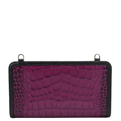 Croco Leather Ladies Wallet - Orchid