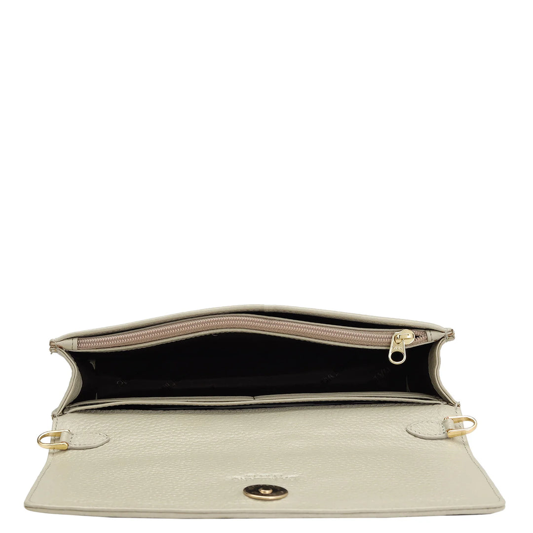 Wax Leather Ladies Sling Wallet - Khaki