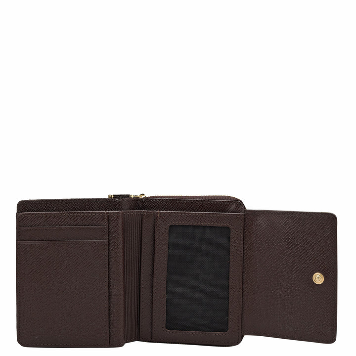 Monogram Leather Ladies Wallet - Chocolate