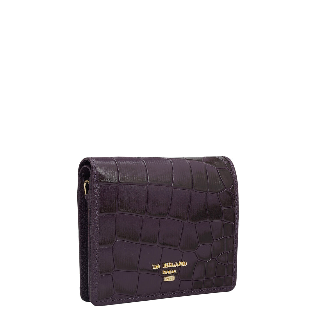 Croco Leather Ladies Sling Wallet - Grapevine
