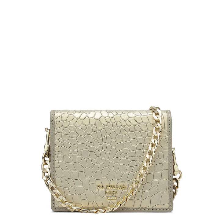 Croco Leather Ladies Sling Wallet - Gold