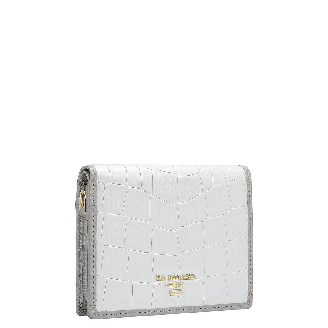 Croco Leather Ladies Sling Wallet - Pearl