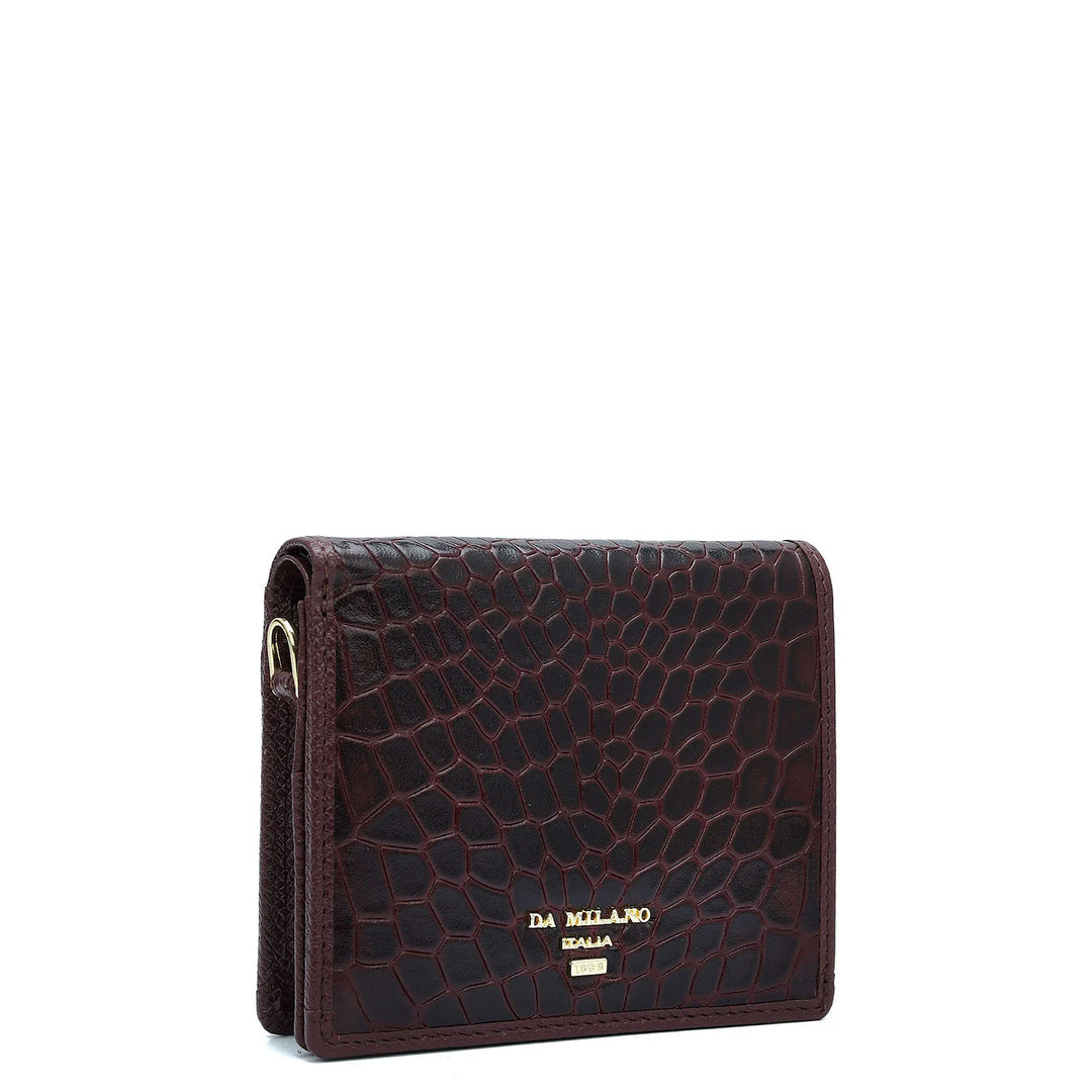 Croco Leather Ladies Wallet - Wine