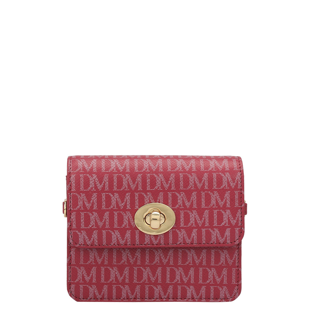 Monogram Leather Ladies Sling Wallet - Plumberry