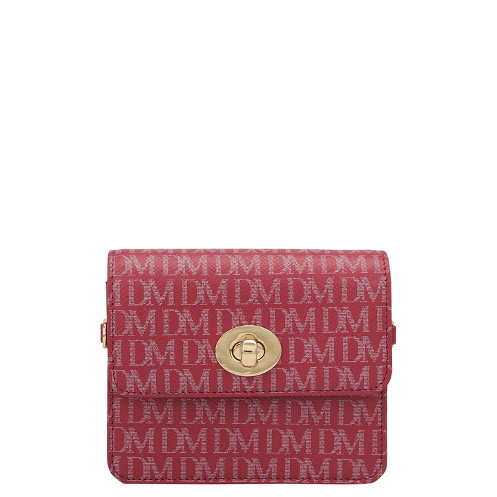 Monogram Leather Ladies Sling Wallet - Plumberry
