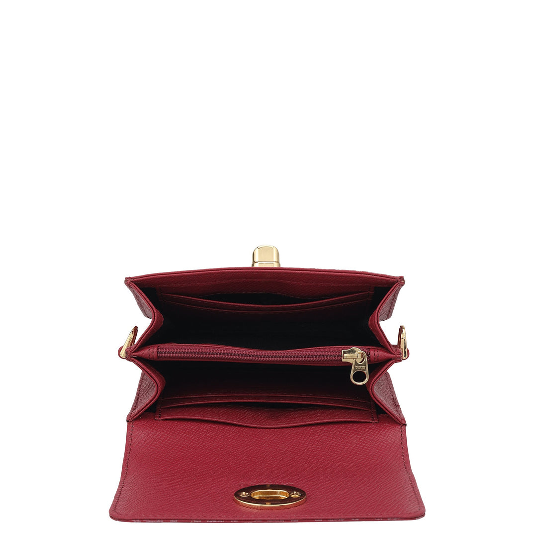 Monogram Leather Ladies Sling Wallet - Plumberry