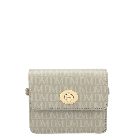 Monogram Leather Ladies Sling Wallet - Stone Grey
