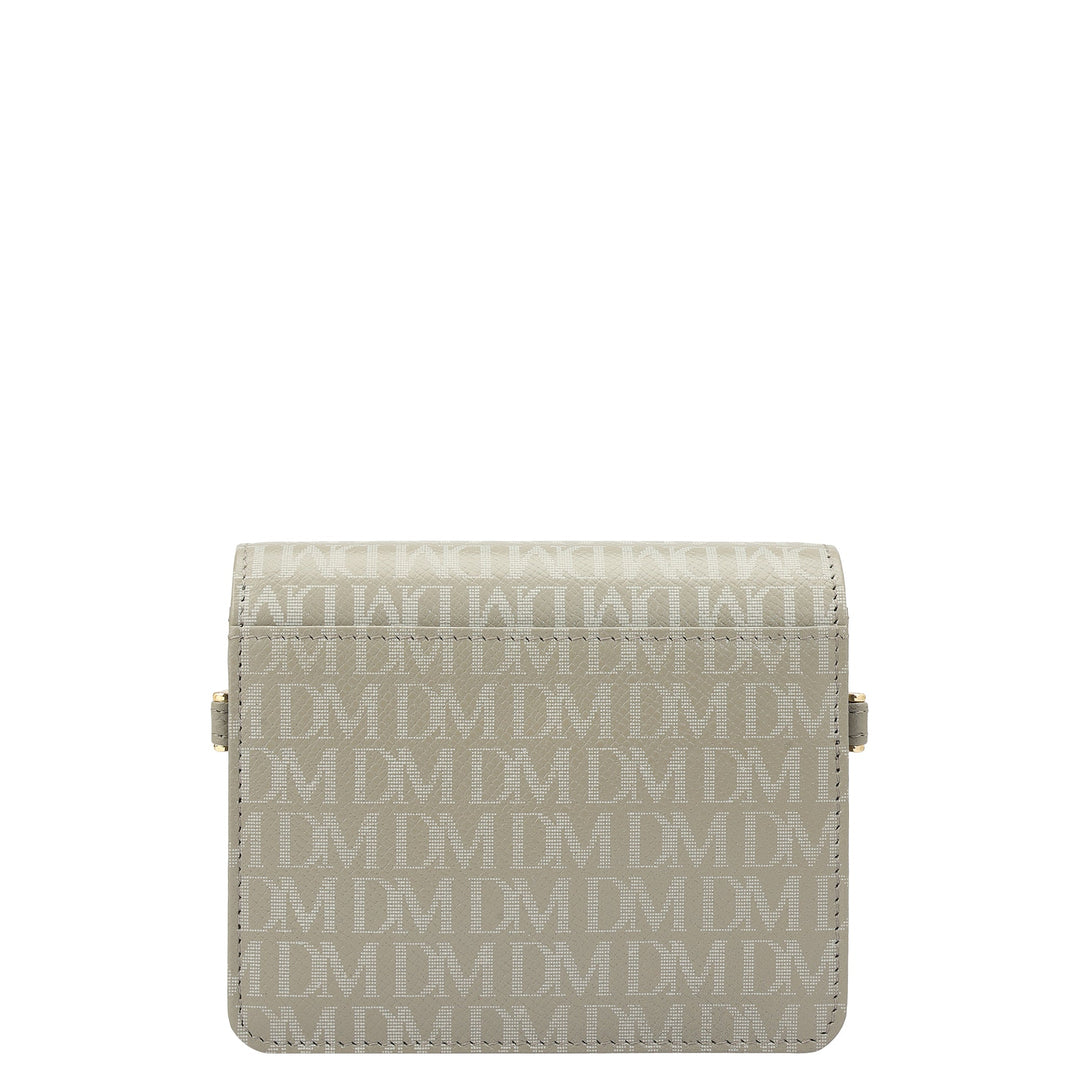 Monogram Leather Ladies Sling Wallet - Stone Grey