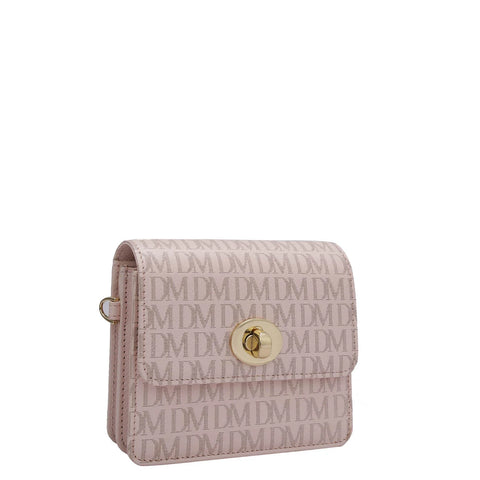 Monogram Leather Ladies Sling Wallet - Blush