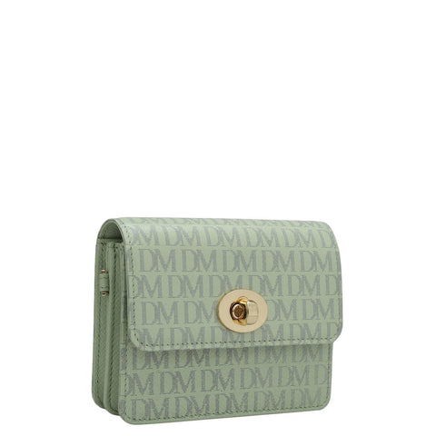 Monogram Leather Ladies Sling Wallet - Mint