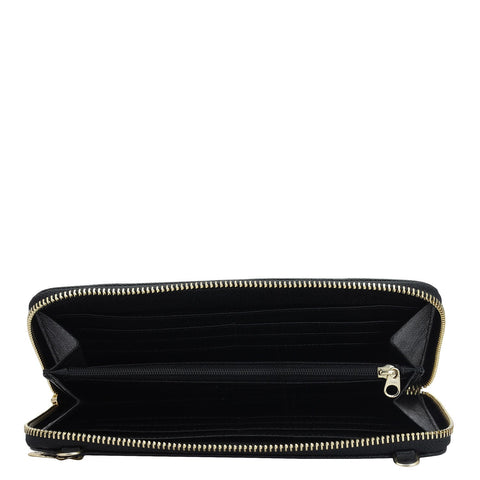 Croco Franzy Leather Ladies Wallet - Black