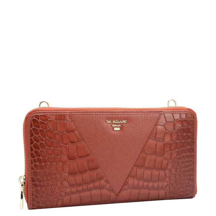 Croco Franzy Leather Ladies Wallet - Brick