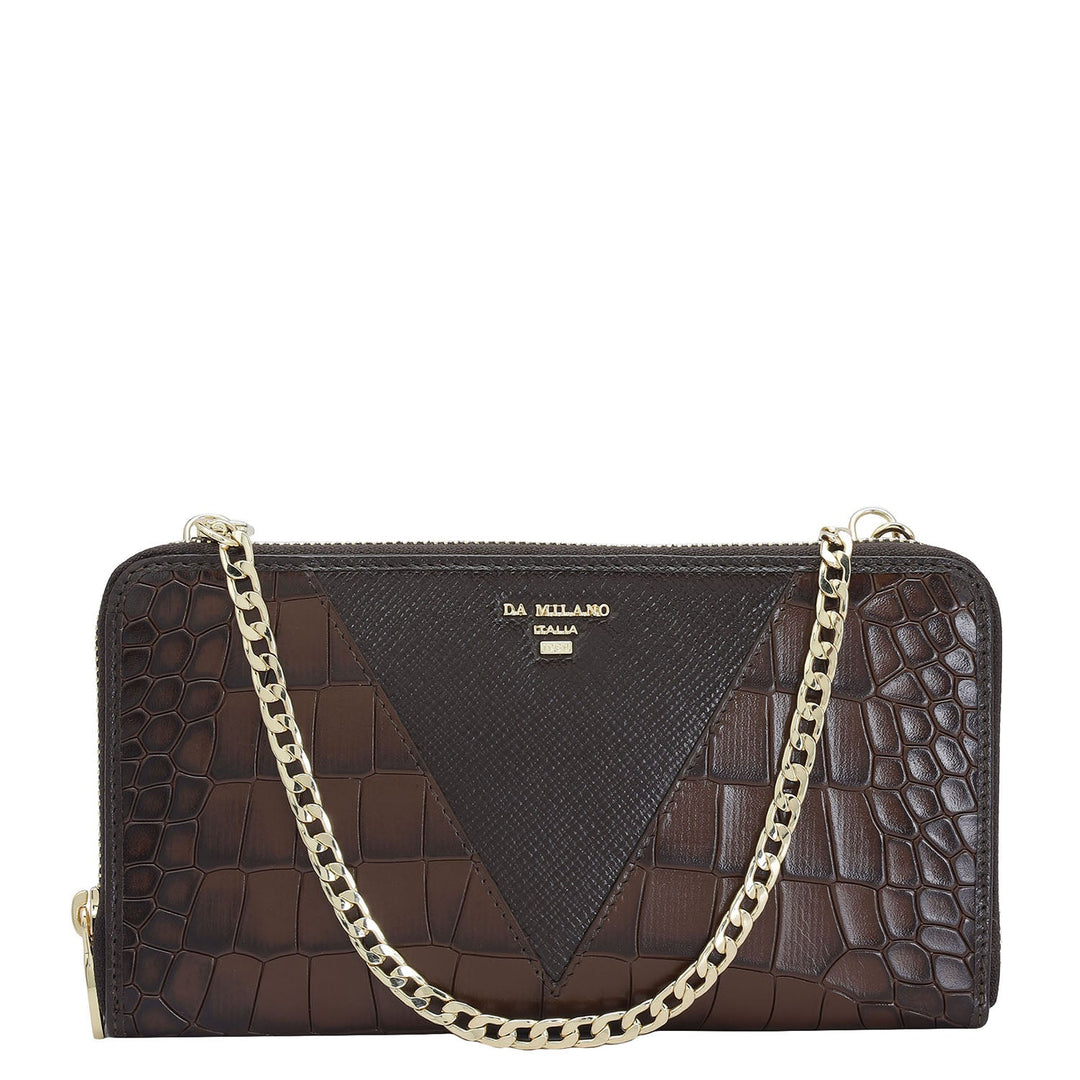 Croco Franzy Leather Ladies Wallet - Brown