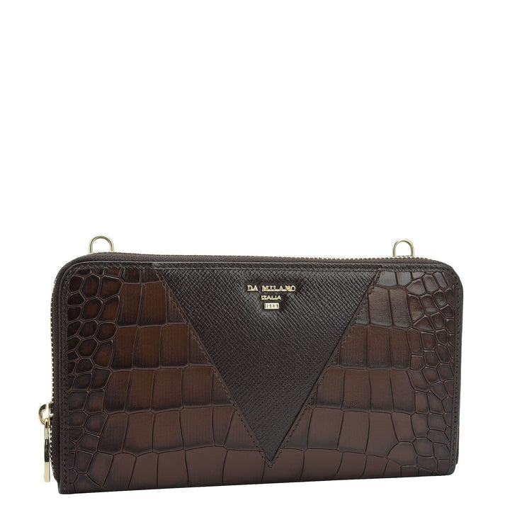 Croco Franzy Leather Ladies Wallet - Brown