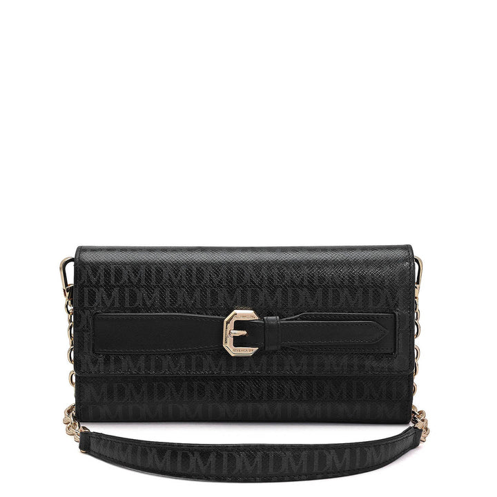 Monogram Leather Ladies Sling Wallet - Black