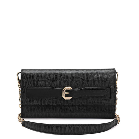 Monogram Leather Ladies Sling Wallet - Black