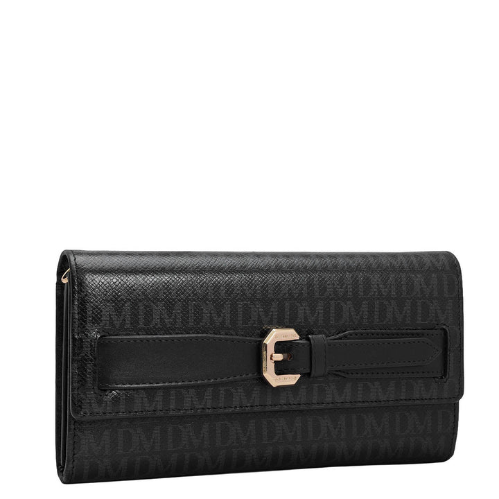 Monogram Leather Ladies Sling Wallet - Black
