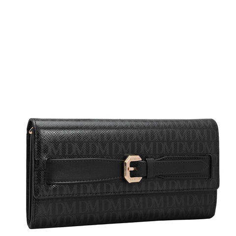 Monogram Leather Ladies Sling Wallet - Black
