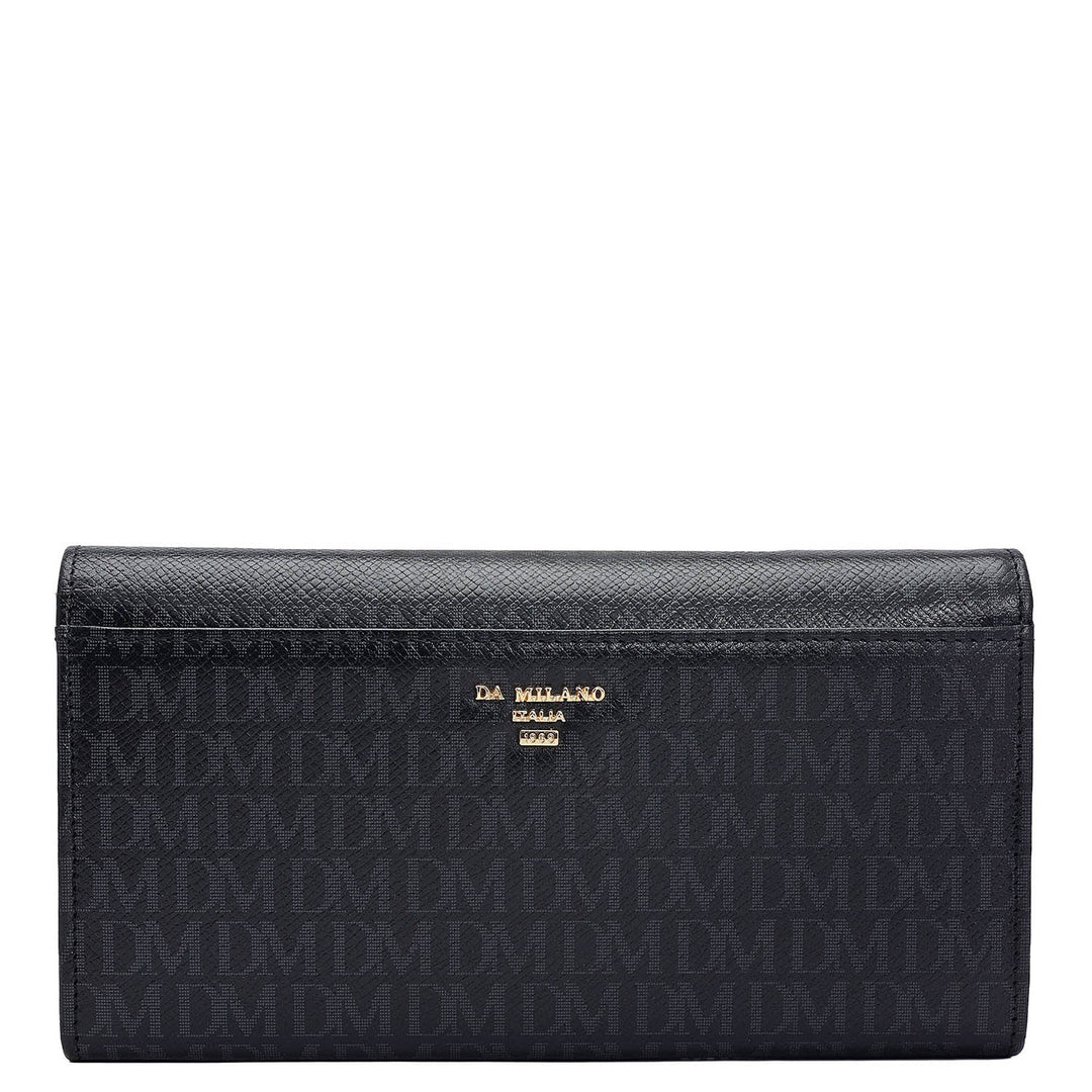 Monogram Leather Ladies Sling Wallet - Black