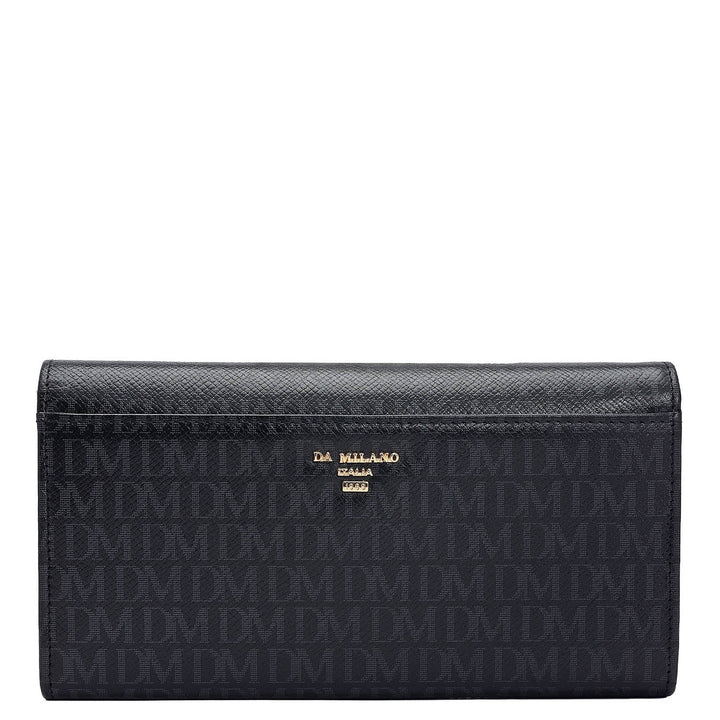 Monogram Leather Ladies Sling Wallet - Black