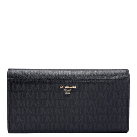 Monogram Leather Ladies Sling Wallet - Black