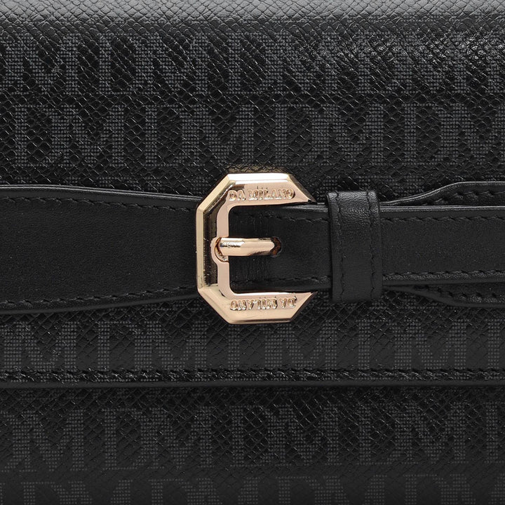 Monogram Leather Ladies Sling Wallet - Black