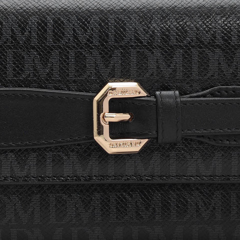 Monogram Leather Ladies Sling Wallet - Black