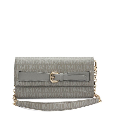Monogram Leather Ladies Sling Wallet - Stone Grey