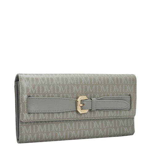 Monogram Leather Ladies Sling Wallet - Stone Grey