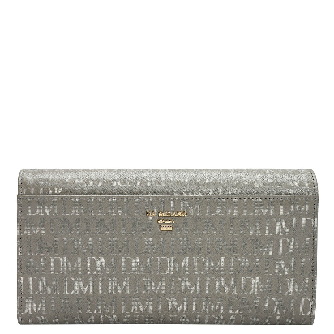 Monogram Leather Ladies Sling Wallet - Stone Grey
