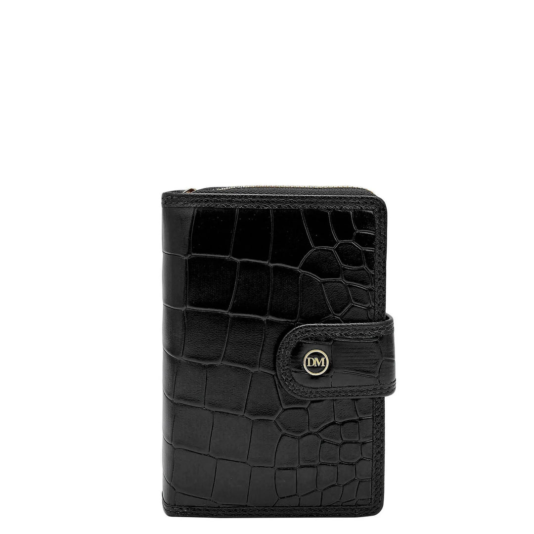 Croco Leather Ladies Wallet - Black