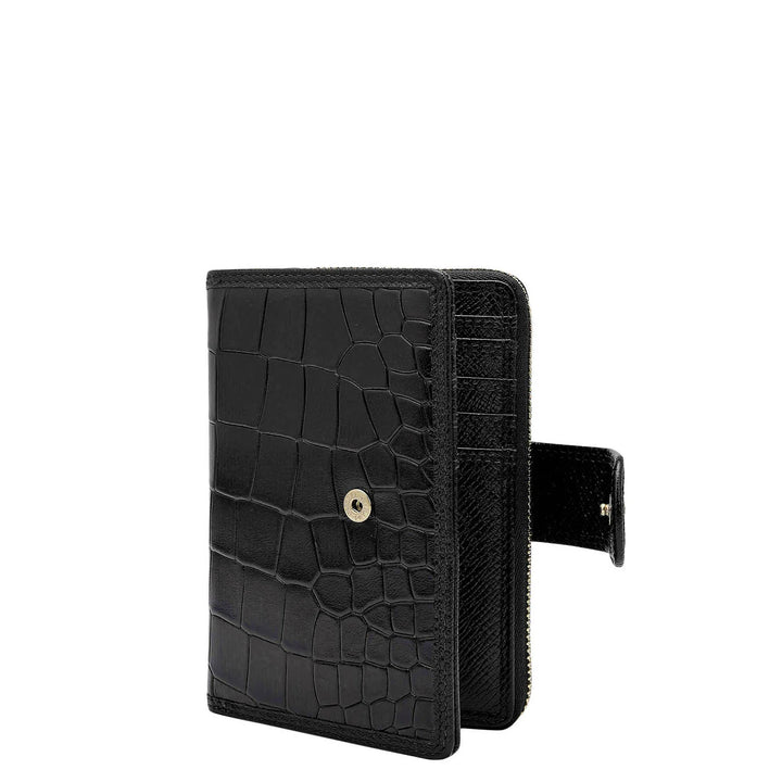 Croco Leather Ladies Wallet - Black