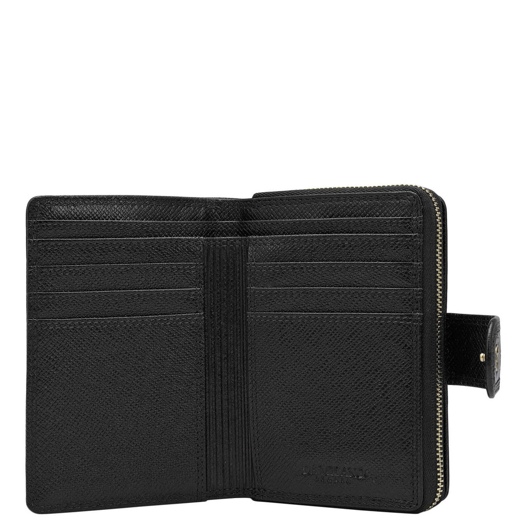 Croco Leather Ladies Wallet - Black