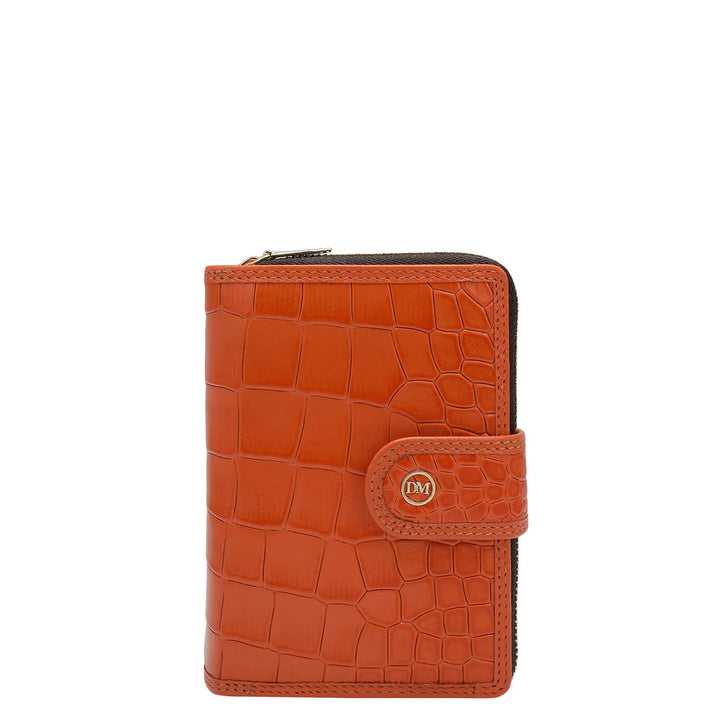 Croco Leather Ladies Wallet - Pumpkin