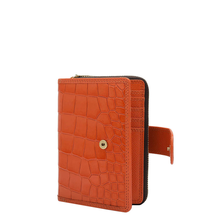 Croco Leather Ladies Wallet - Pumpkin