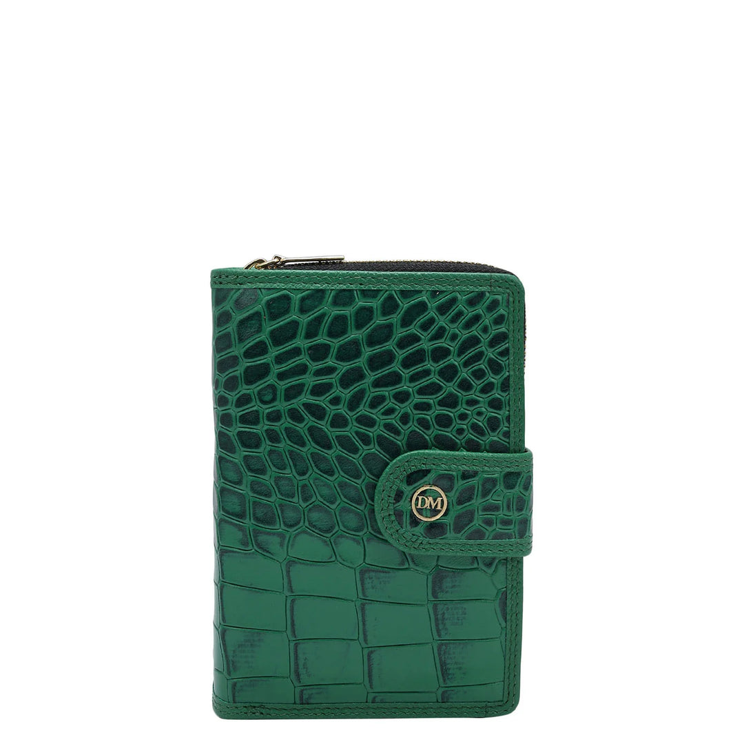 Croco Leather Ladies Wallet - Sea Weed