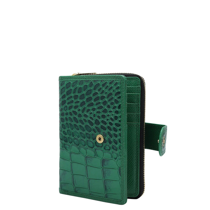 Croco Leather Ladies Wallet - Sea Weed