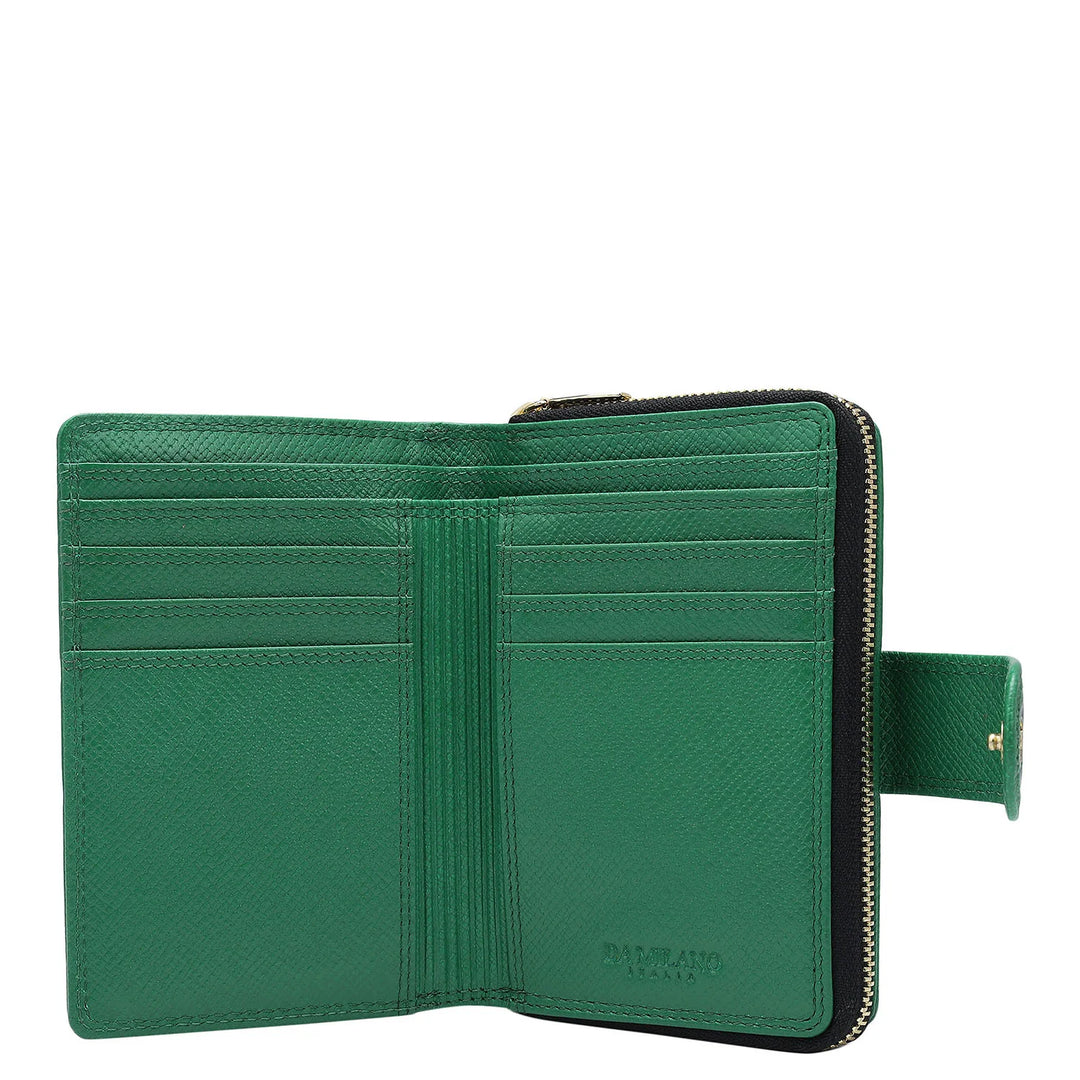 Croco Leather Ladies Wallet - Sea Weed