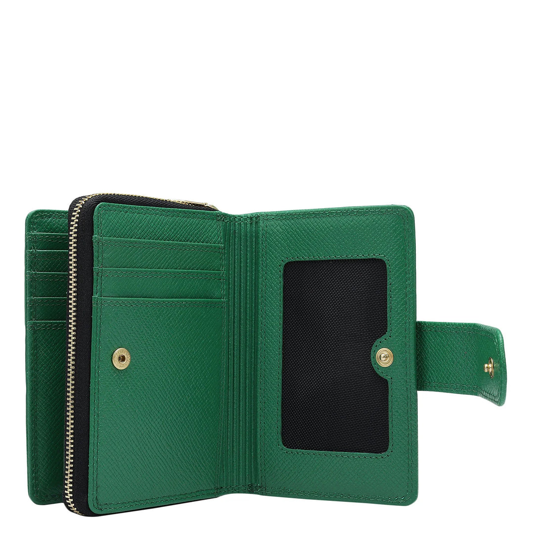 Croco Leather Ladies Wallet - Sea Weed