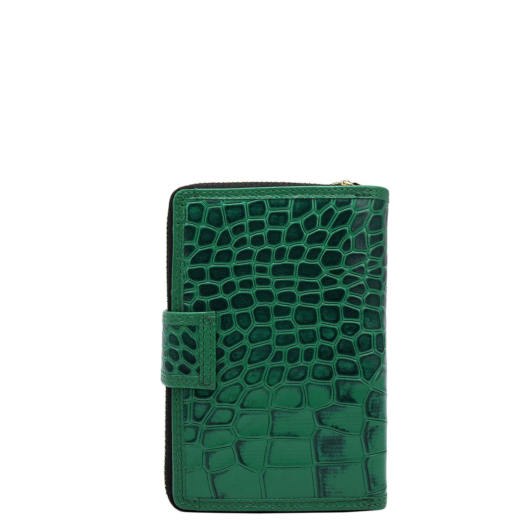 Croco Leather Ladies Wallet - Sea Weed