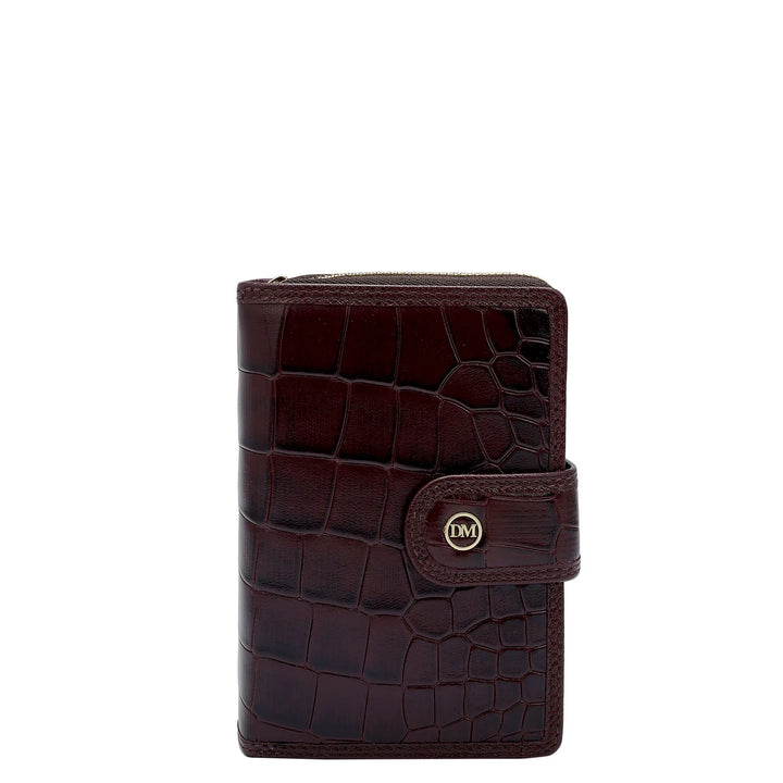 Croco Leather Ladies Wallet - Wine