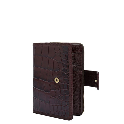 Croco Leather Ladies Wallet - Wine