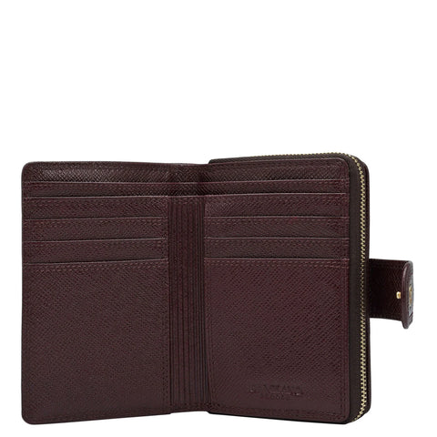 Croco Leather Ladies Wallet - Wine