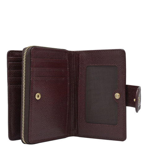 Croco Leather Ladies Wallet - Wine