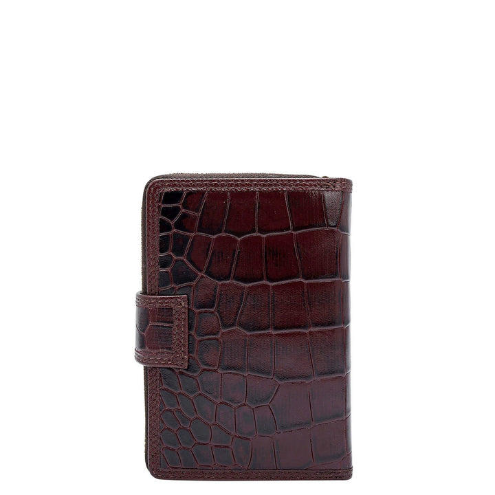 Croco Leather Ladies Wallet - Wine