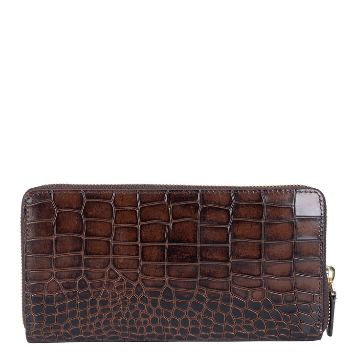 Croco Leather Ladies Wallet - Brown