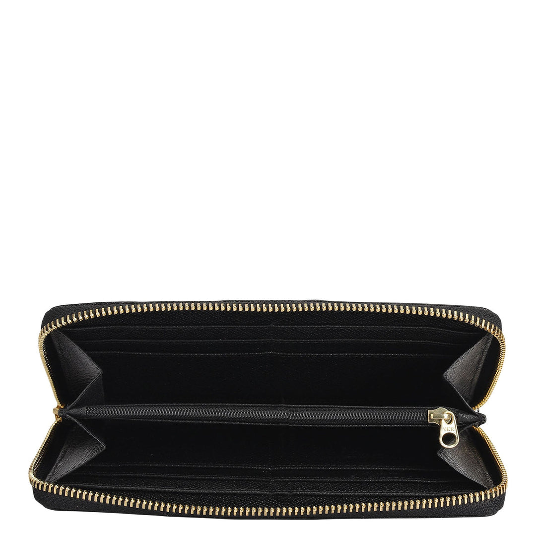 Croco Franzy Leather Ladies Wallet - Black