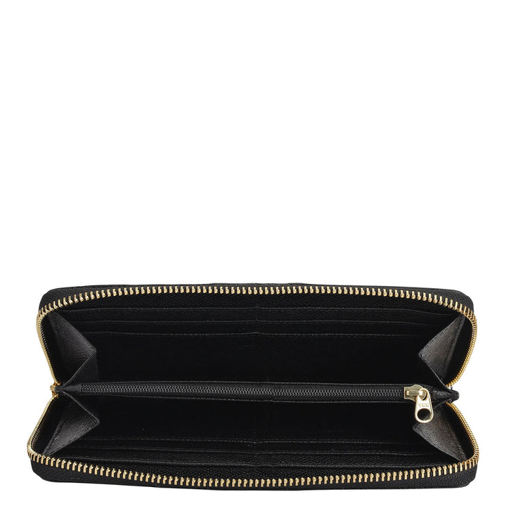 Croco Franzy Leather Ladies Wallet - Black